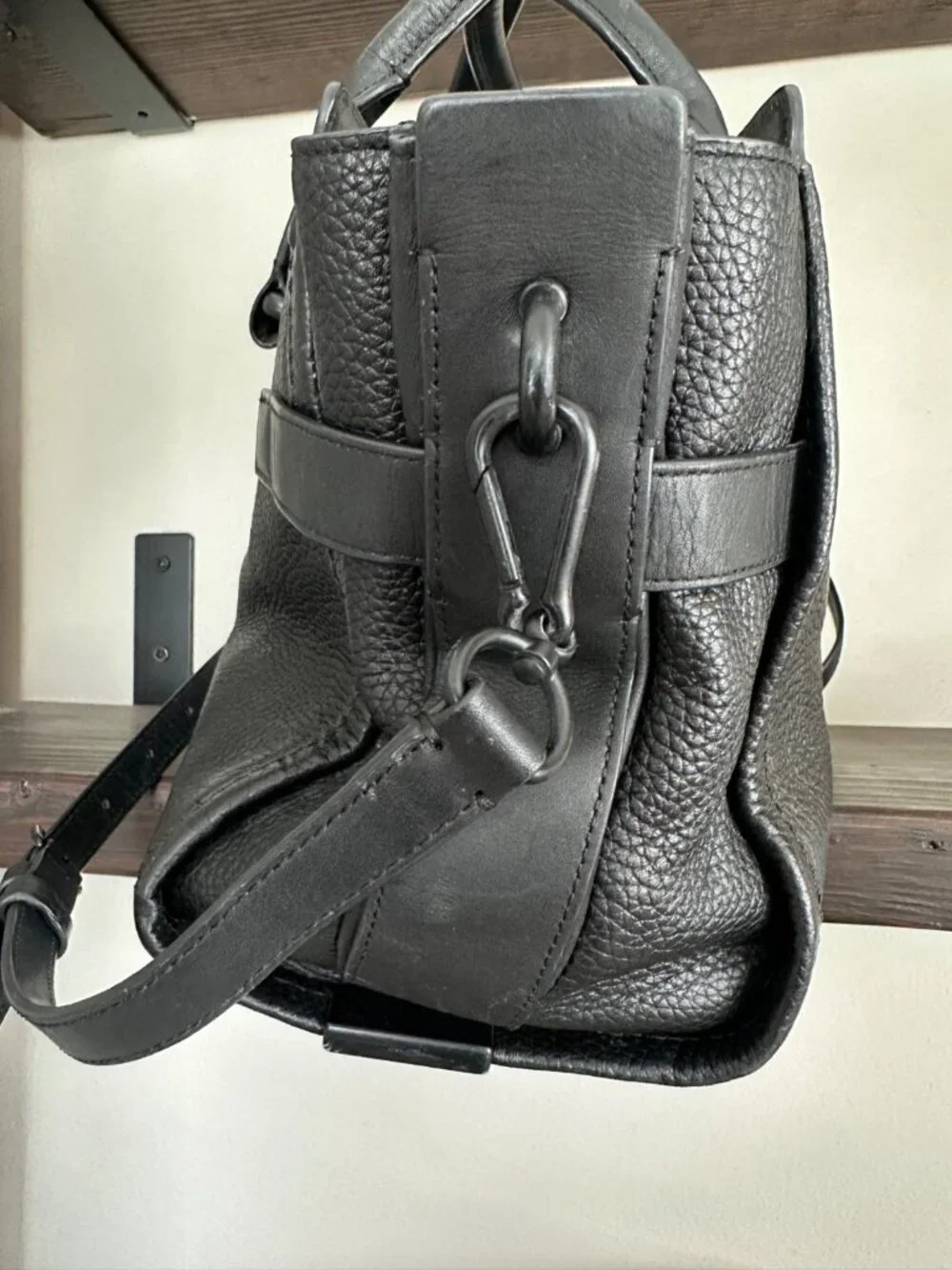 Coach Swagger 27 All Black Pebbled Leather Bag Satchel Timeless Classic